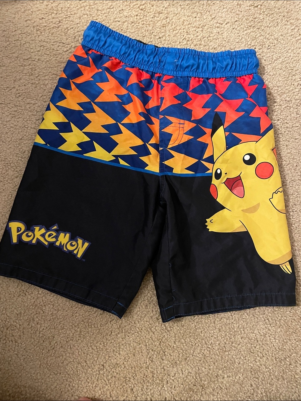 Pokemon Boys Blue Yellow Black Pikachu Swim Trunks